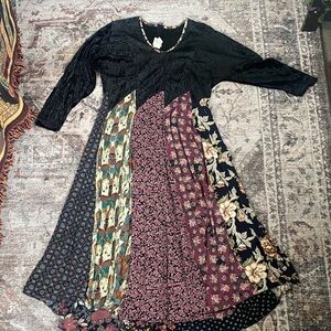 Vintage crushed velvet & patchwork maxi dress Zoe California whimsygoth